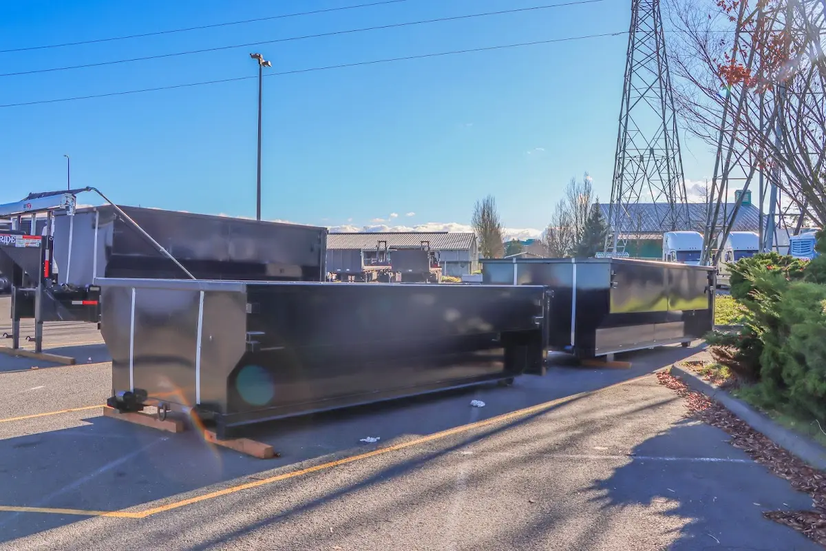 Roll-off dumpster ready for waste disposal at job site for Construction Dumpster Rental in Centerville